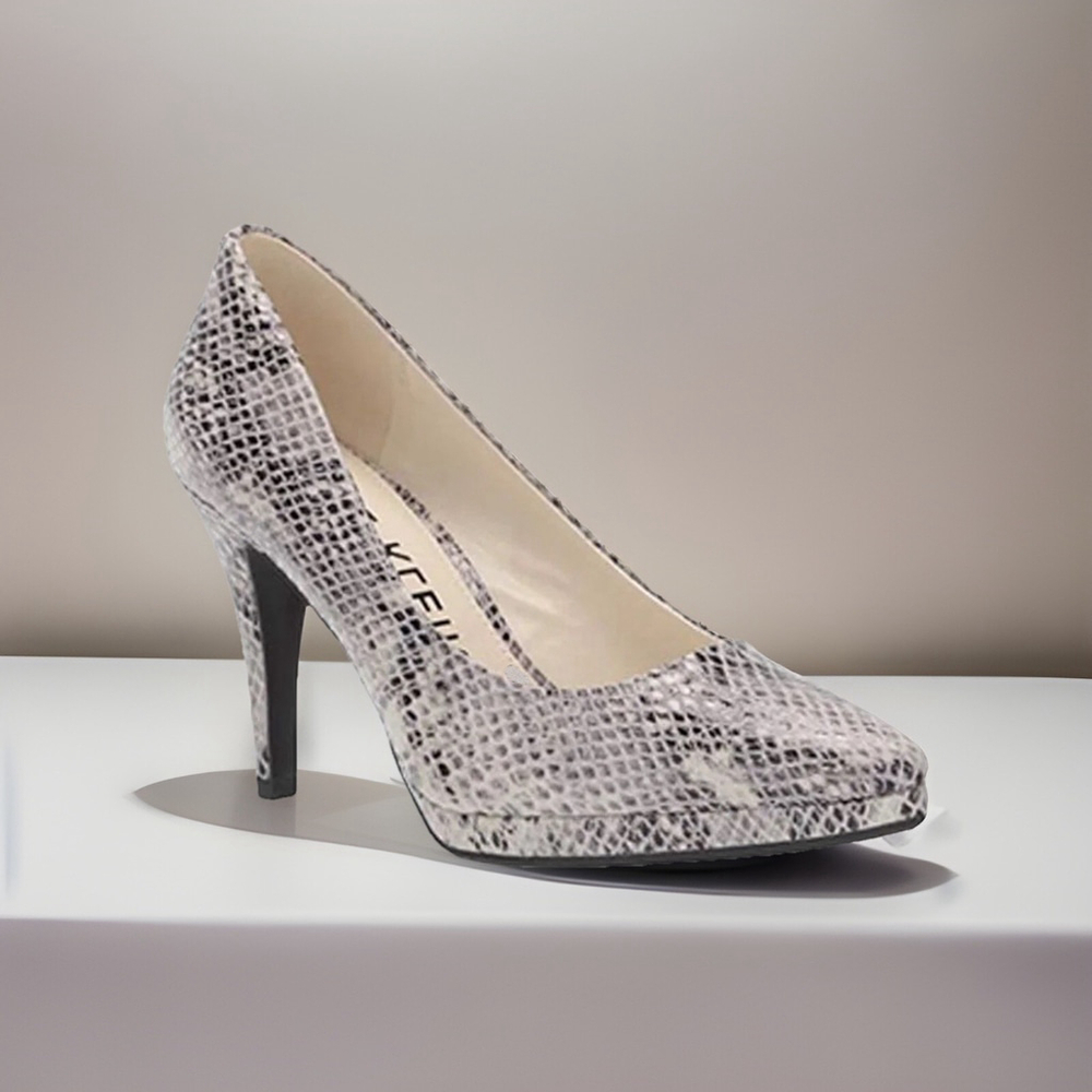 Anne Klein Women's Stiletto Heels Pointed Toe White Snakeskin•New W/Box